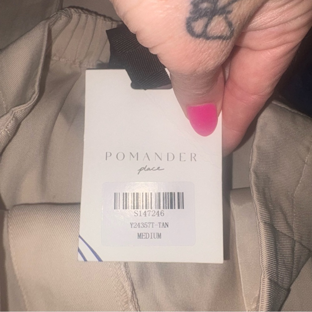 NWT Tuckernuck Pomander Place Cava Pleated Wide Leg Pants Tan Women’s M Preppy - Picture 5 of 5